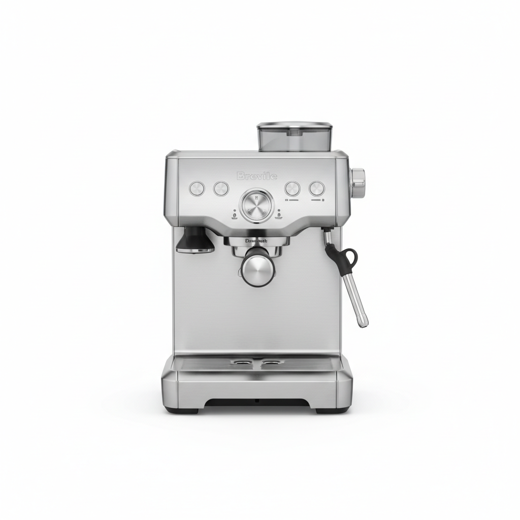 ماكينة إسبريسو Breville Bambino Plus على خلفية بيضاء