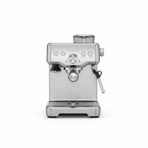 ماكينة إسبريسو Breville Bambino Plus على خلفية بيضاء