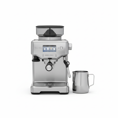 ماكينة إسبريسو Breville Barista Touch بشاشة لمس على خلفية بيضاء
