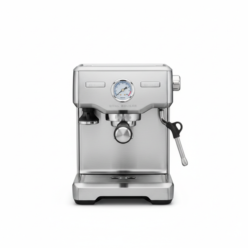 ماكينة إسبريسو Breville Dual Boiler بغلايتين على خلفية بيضاء